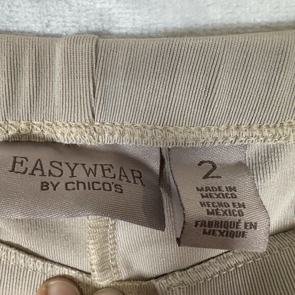 Easywear by Chicos Pull On Slinky Pant Womens 2 (M/L) Tan High Rise Stretch - Picture 2 of 14